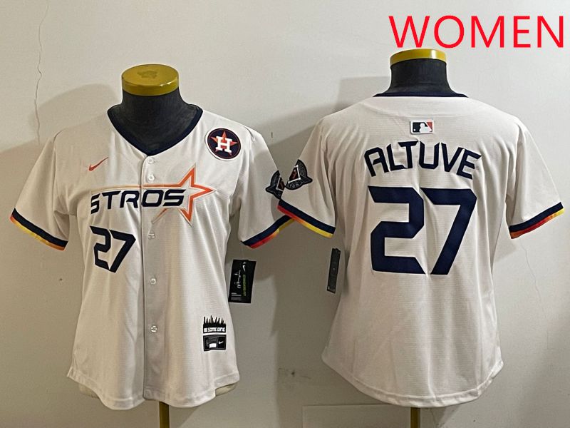 Women Houston Astros #27 Altuve Cream Three generations Joint Name 2025 Nike MLB Jersey style 4124